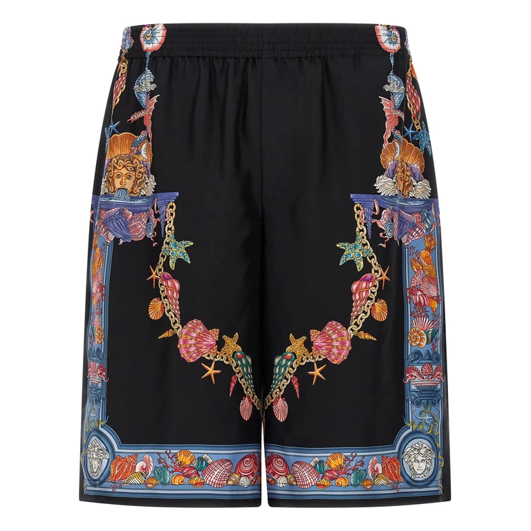 Versace coral Theatre Print Bermuda Shorts