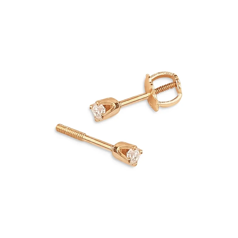 Children's Diamond Mini Stud Earrings in 14K Yellow Gold, 0.04 tcw