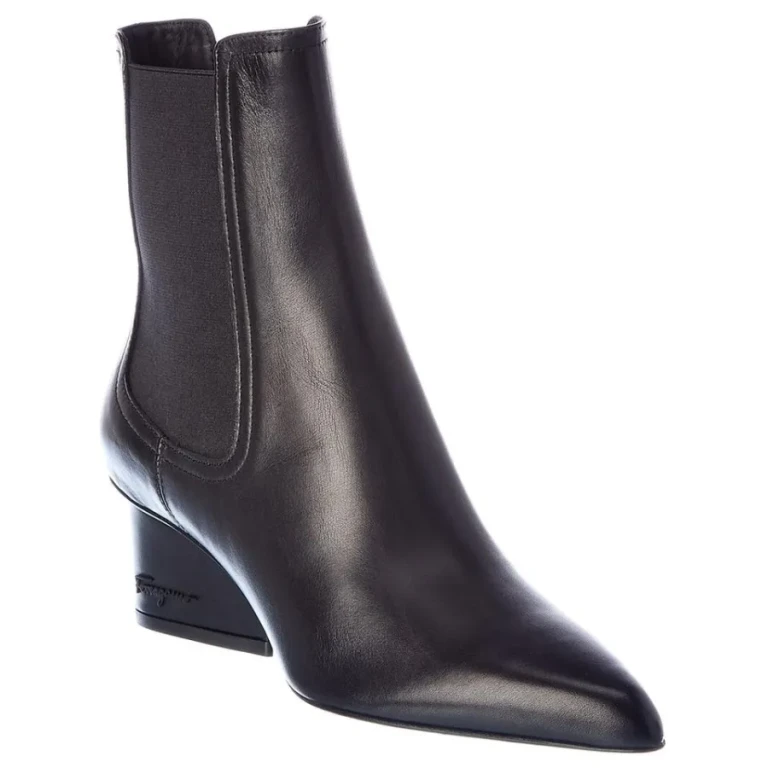 Ferragamo Ladies Black Chelsea Ankle Boots