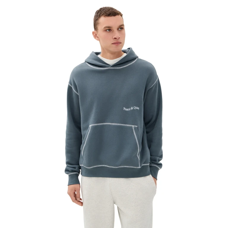 Museum of Peace and Quiet Wordmark Reverse Stitched Hoodie Slate XS