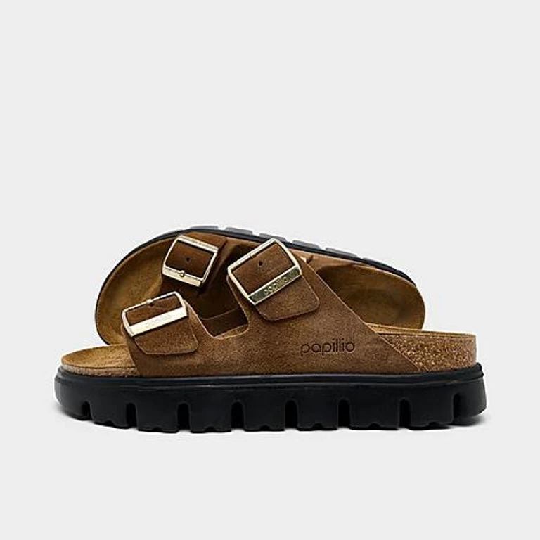 Birkenstock Women's Arizona Chunky Birko-Flor Platform Sandals in Dark Tea/Black Size: 36