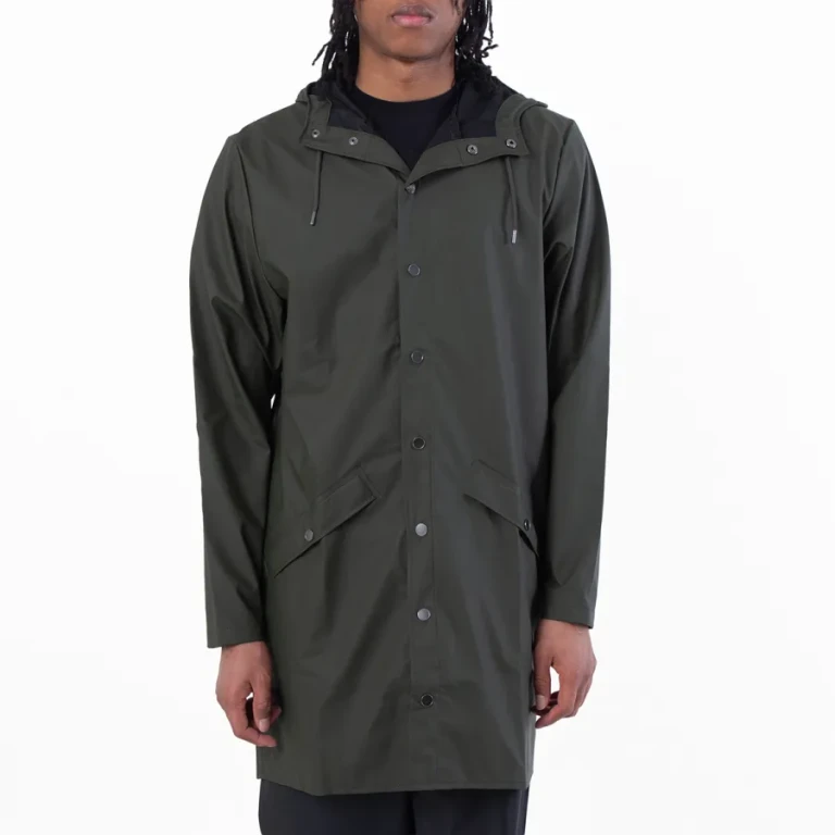 Rains Green Lightweight Waterproof Long Jacket