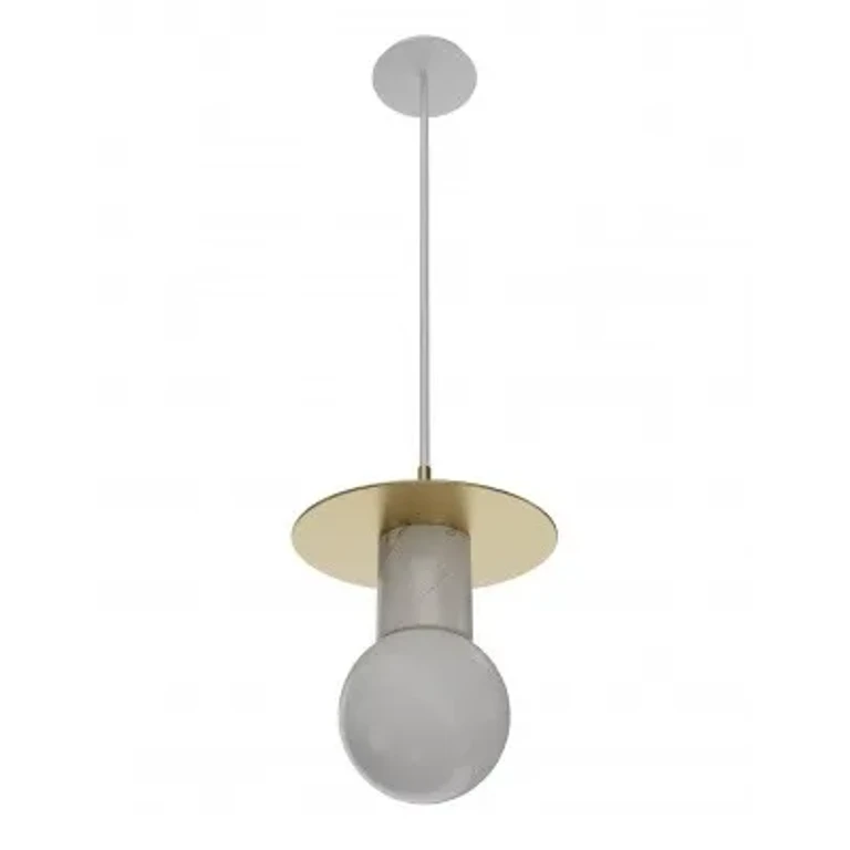 The Newport 1-Light Pendant in Brushed Brass with White