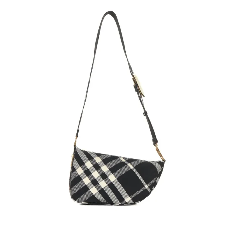 Burberry Medium Shield Check Printed Shoulder Bag