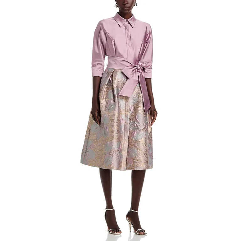 Teri Jon by Rickie Freeman Taffeta Jacquard Shirtdress