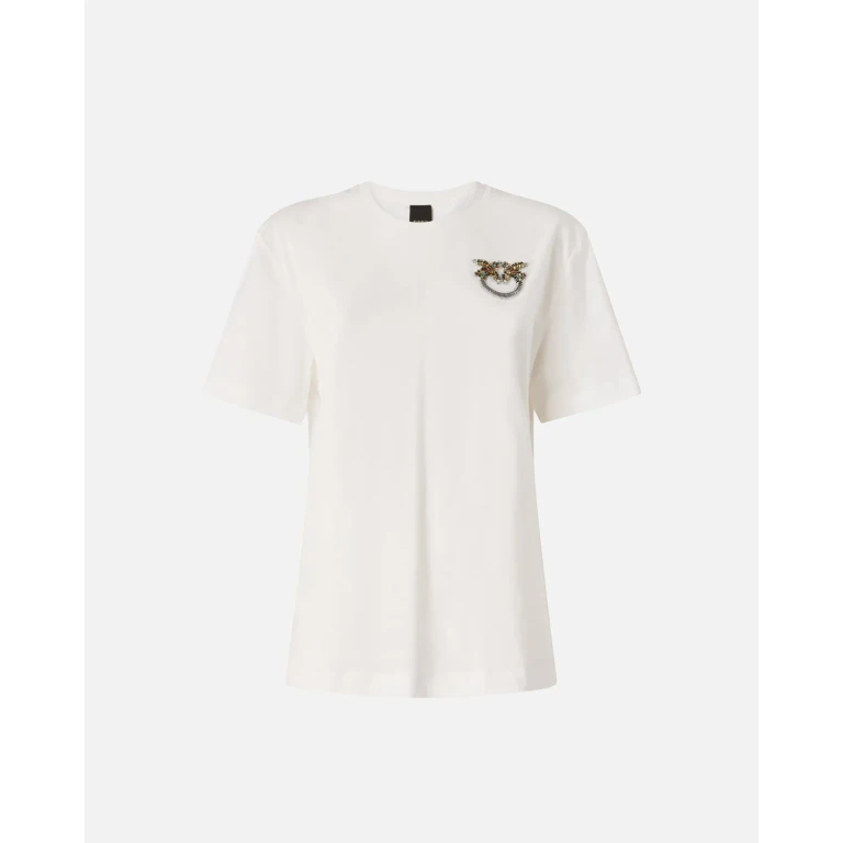 Pinko T-shirt with Love Birds Jewel Appliqué