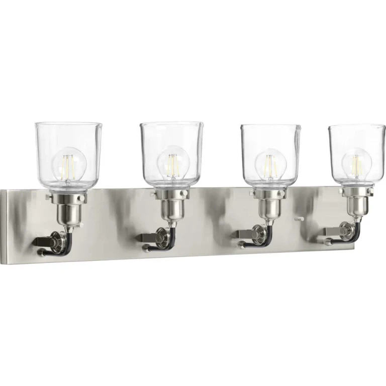 Brushed Nickel Four Light Bath & Vanity from the Rushton Collection