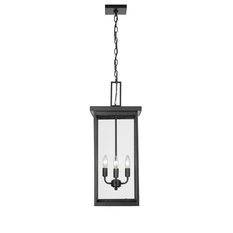 Powder Coated Black Four Light Outdoor Hanging Lantern from the Barkeley Collection