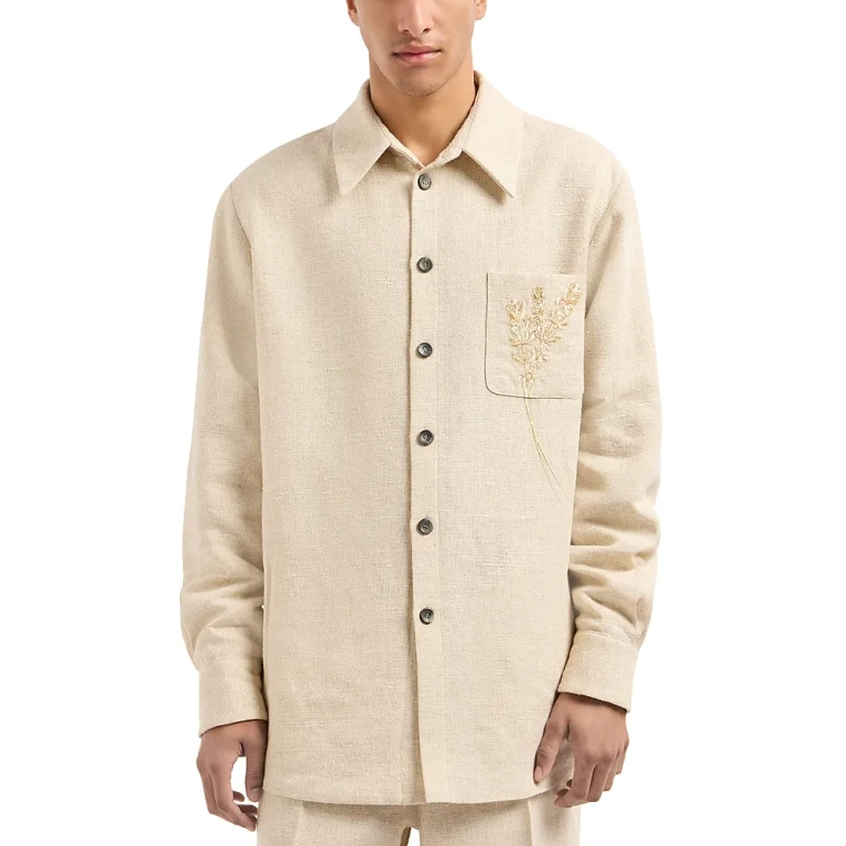 Emporio Armani Denim Effect Regular Fit Button Down Shirt