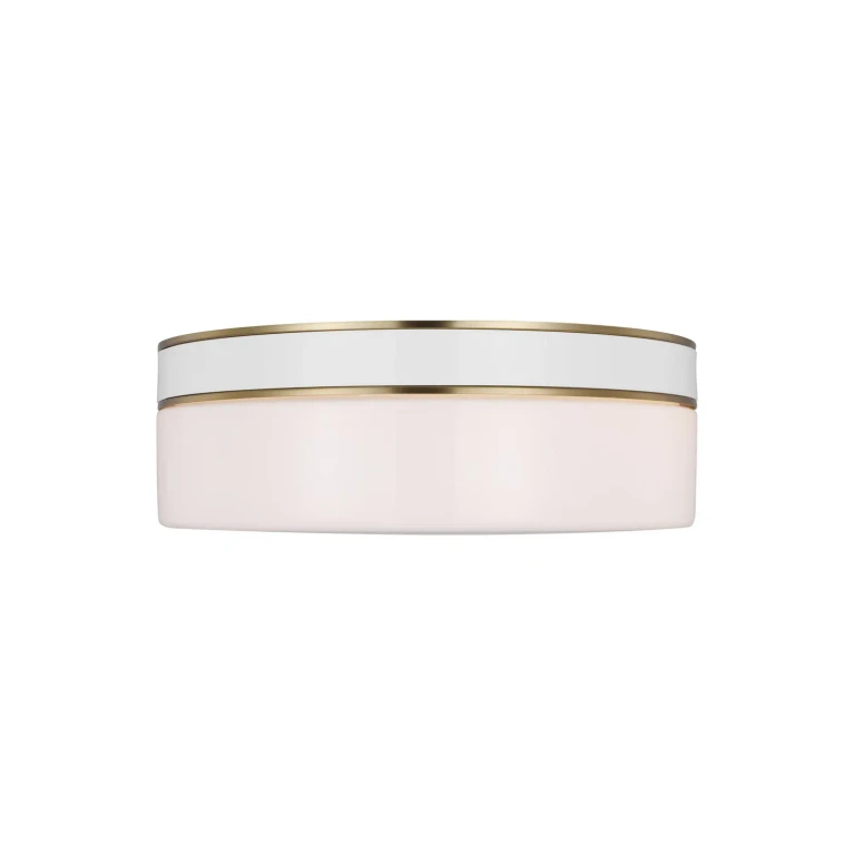 Visual Comfort Studio Monroe 2-Light Ceiling Light in Burnished Brass And Gloss White by Kate Spade New York