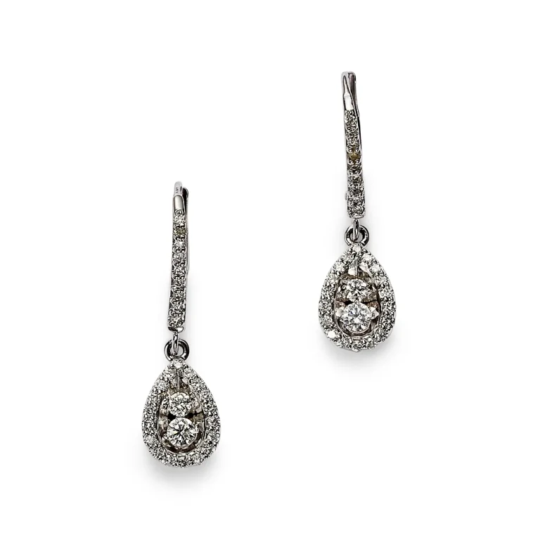 Diamond Drop Earrings in 14K White Gold, .50 tcw