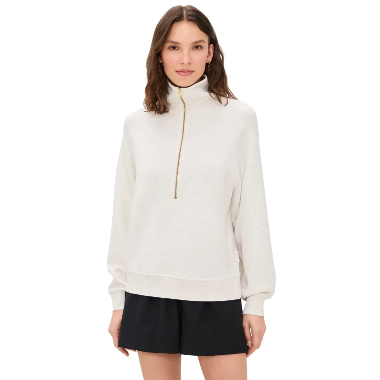 Varley Selene Half Zip Marl Pullover Ivory Marl M