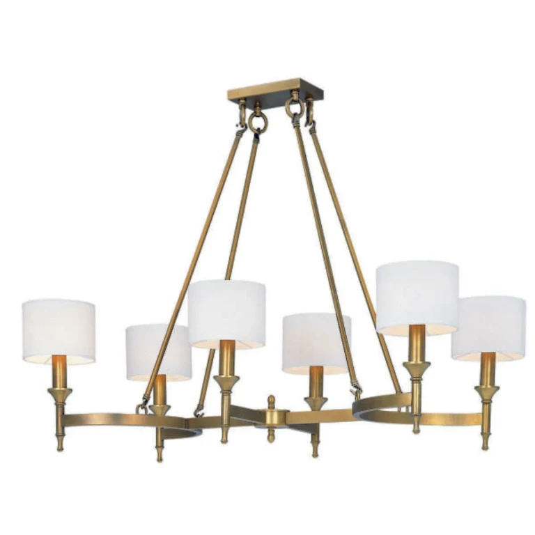 Natural Aged Brass Six Light Chandelier from the Fairmont Collection