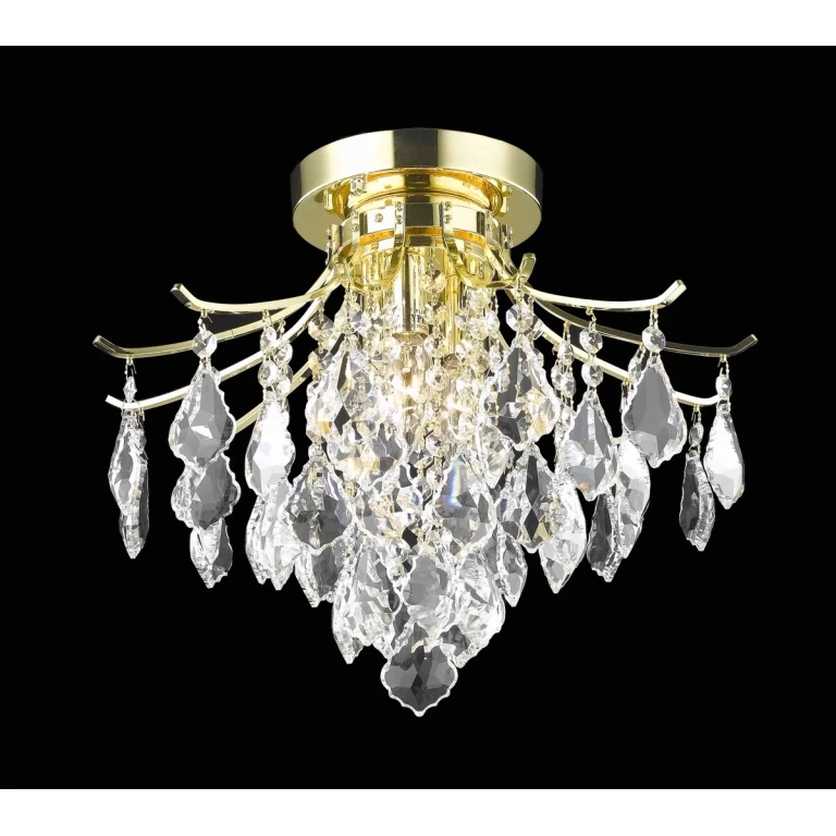 Gold Three Light Flush Mount from the Amelia Collection