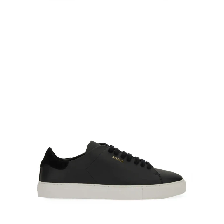Axel Arigato 90 Clean Black Low Top Sneakers With Logo Lettering On The Side In Leather Man
