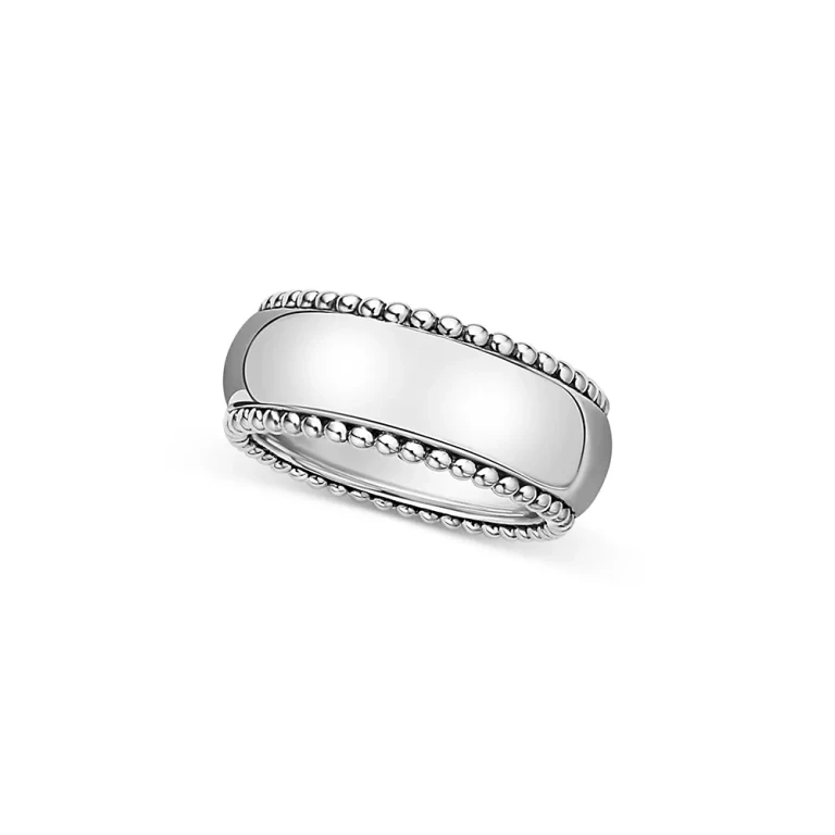 Lagos Men's Sterling Silver Anthem Polished Caviar Bead Band - Exclusive