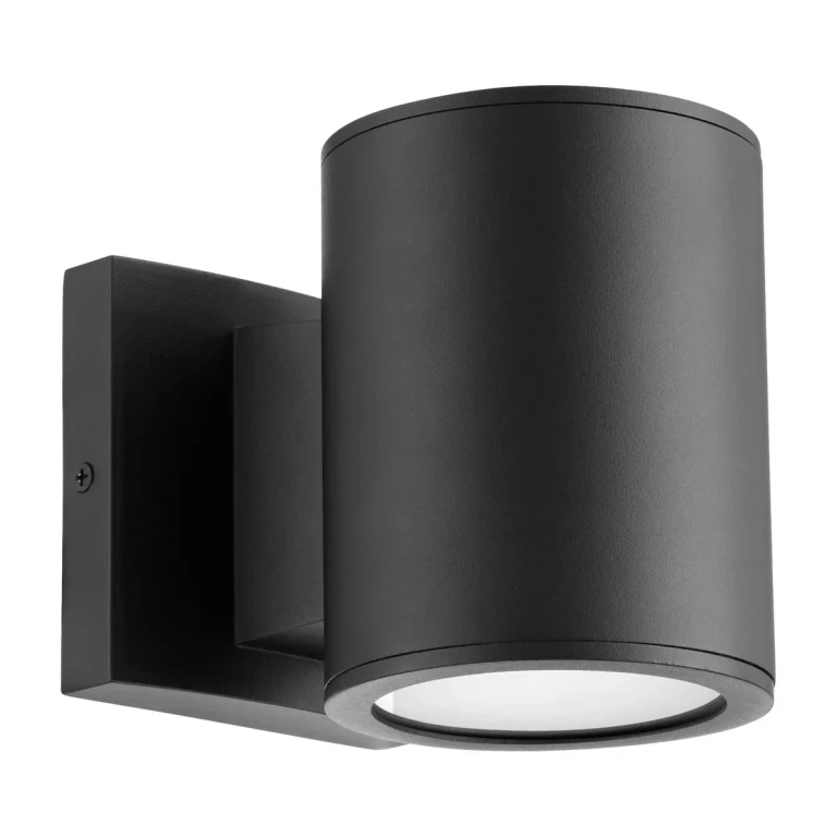 Textured Black LED Outdoor Wall Lantern from the Cylinder Collection