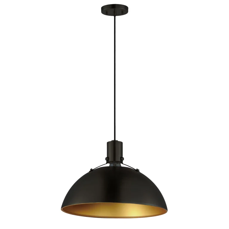 Antique Brass Black One Light Pendant from the Dawn Collection