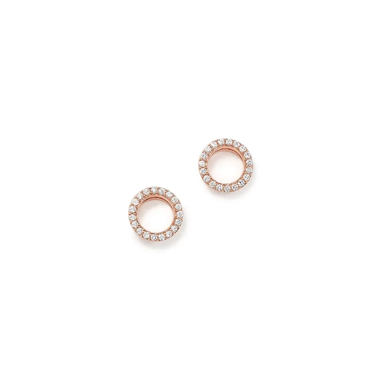 Diamond Circle Stud Earrings in 14K Rose Gold, .20 tcw