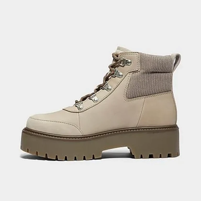 Timberland Women's Stone Street Platform Hiker Boots in Medium Grey Nubuck Size: 5.5
