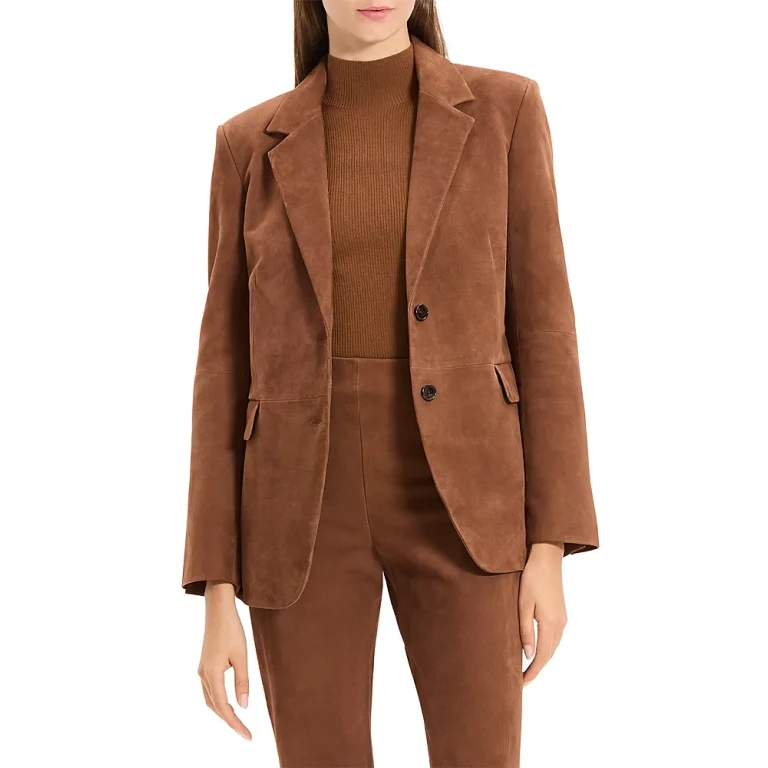 Theory Reece Leather Two Button Blazer