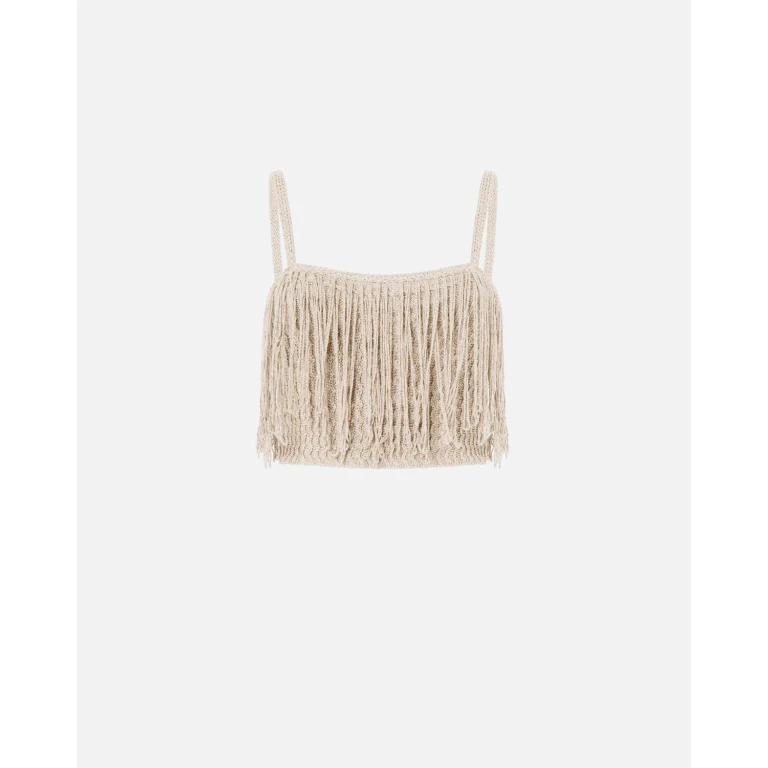 Pinko - Haut cropped en maille frangée - XS