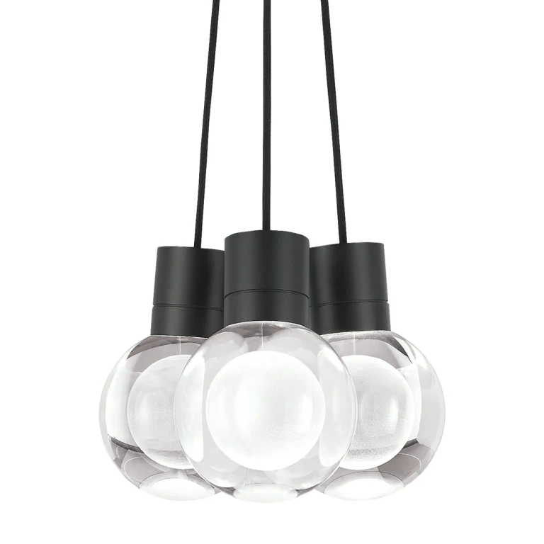 Mina 3000K-2200K LED 8" Pendant Light in Black and Clear