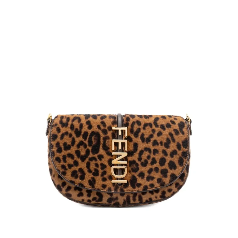 Sac cabas Fendi à motif léopard et chaîne