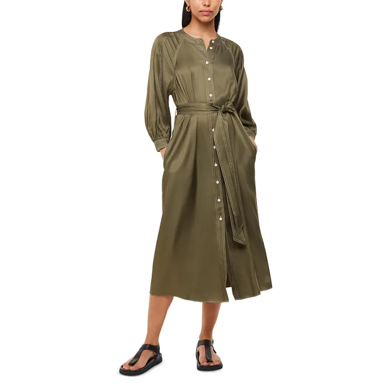 Whistles Mabel Topstitched Midi Dress