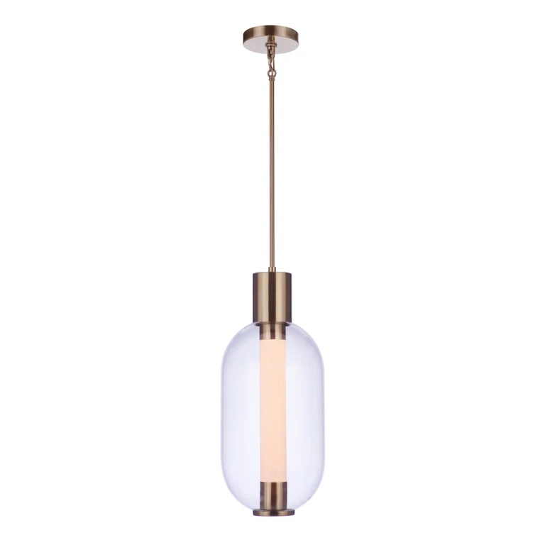 Satin Brass LED Pendant from the Holmes Collection