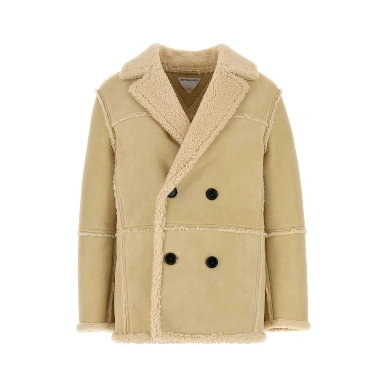 Cream Shearling Coat Beige Exterior: Cappotti - Women