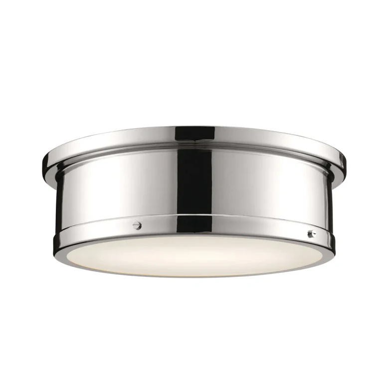Polished Nickel Three Light Flush Mount from the Serca Collection