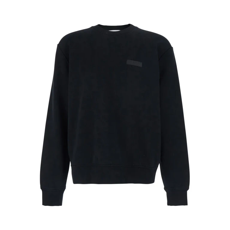 Givenchy Black Crewneck Sweatshirt With Logo Patch On The Front In Cotton For Men