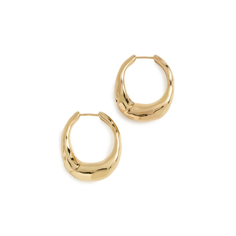 Madewell Hammered Puffy Huggie Hoop Earrings Warm Silver One Size