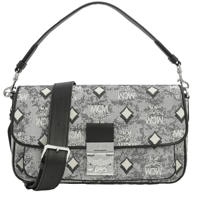 MCM Ladies Grey Crossbody Bag in Vintage Jacquard Monogram