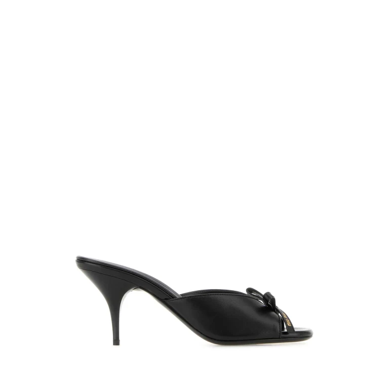 Miu Miu Black Nappa Leather Mules