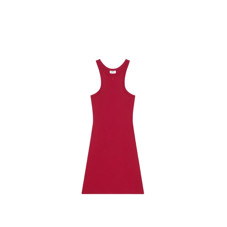 Courrèges Dress In Bordeaux Cotton