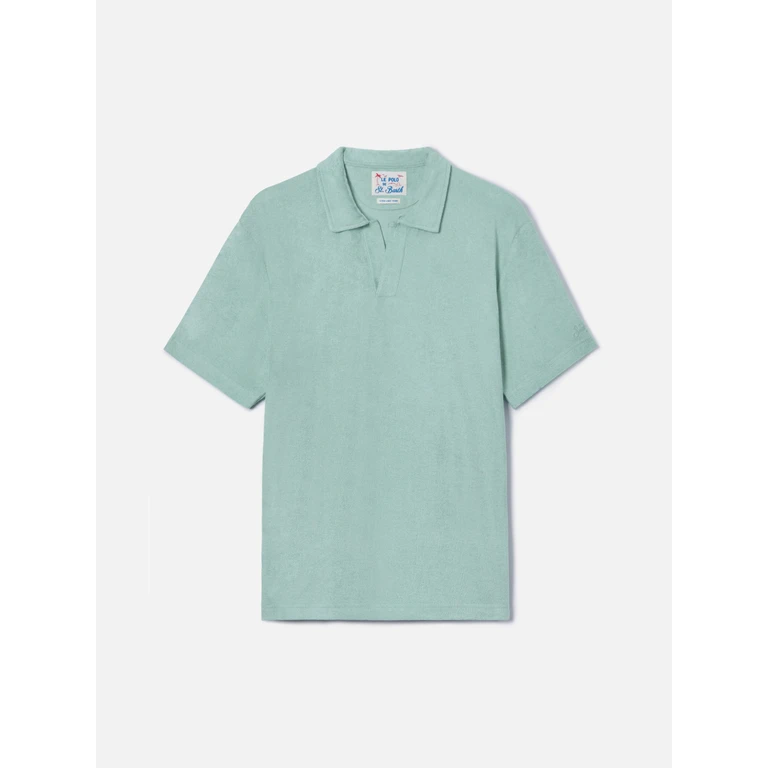 Mc2 Saint Barth Sage Green Jeremy Polo Terry-Effect Cotton Shirt - Men