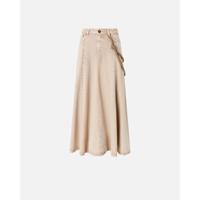 Pinko Falda midi de denim con cordón joya