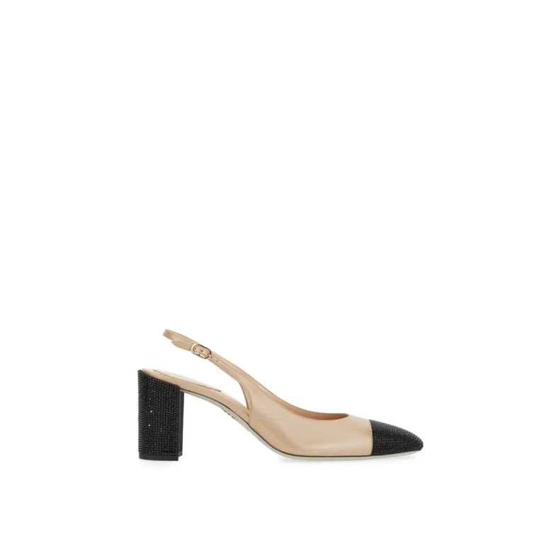 René Caovilla Sling Back With Rhinestones