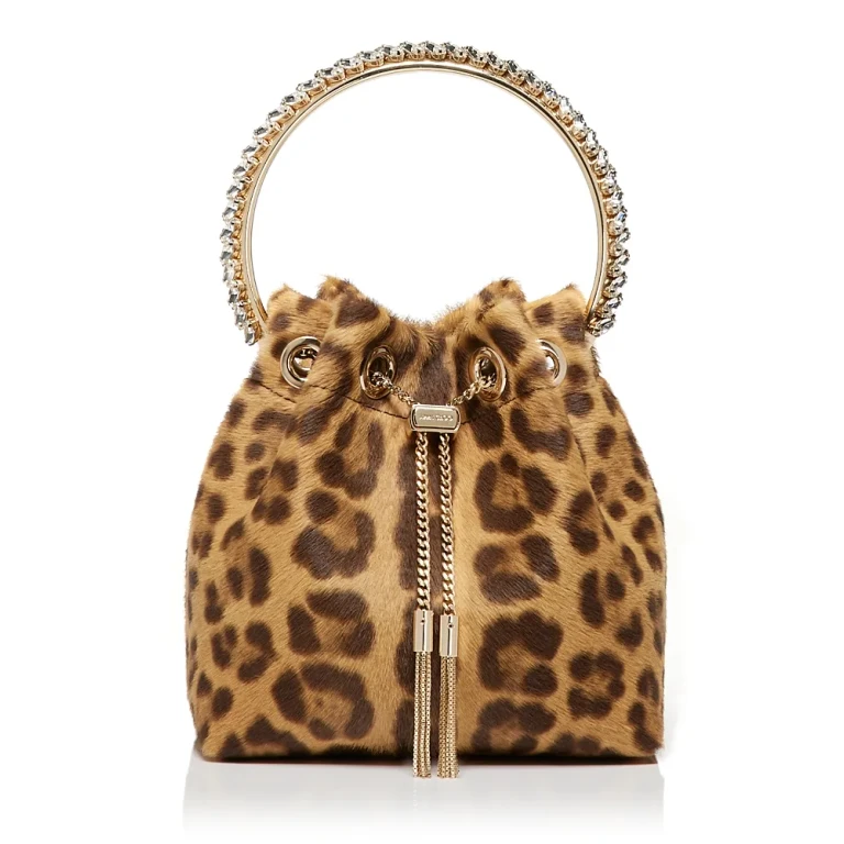 Jimmy Choo Bon Bon Leopard Print Top Handle Bag