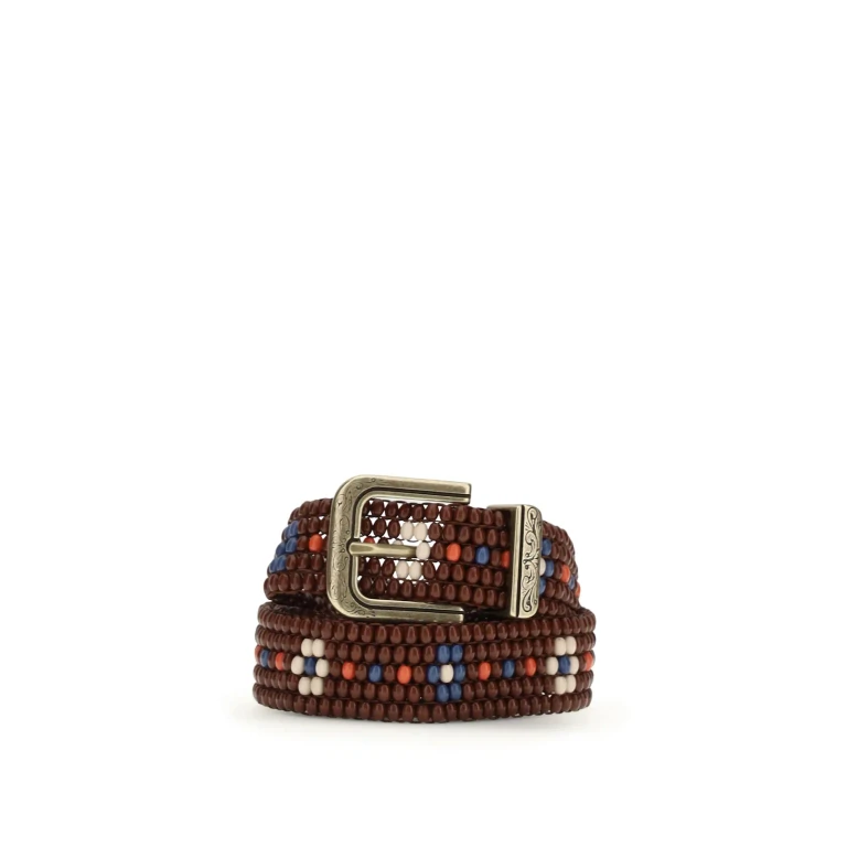 Braided Calf Leather Belt with Beads (WP3B0092AR499S9825)