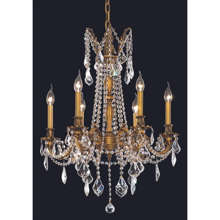 French Gold Six Light Chandelier from the Rosalia Collection