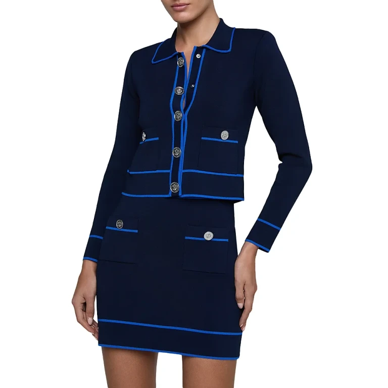 L'Agence Tala Contrast Trim Cardigan