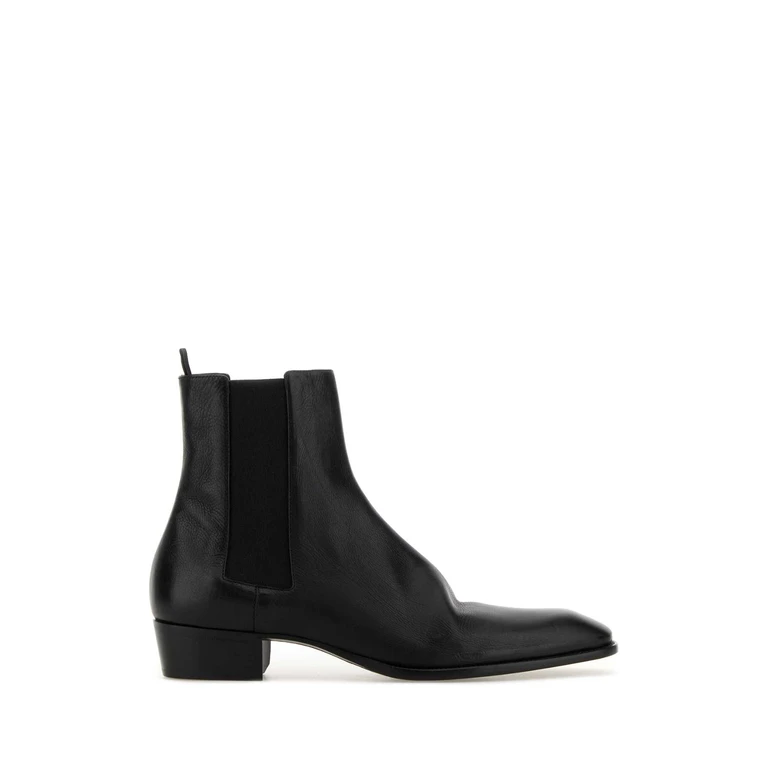 Saint Laurent Black Leather Chelsea Stanton Ankle Boots Nero Stivali - Men
