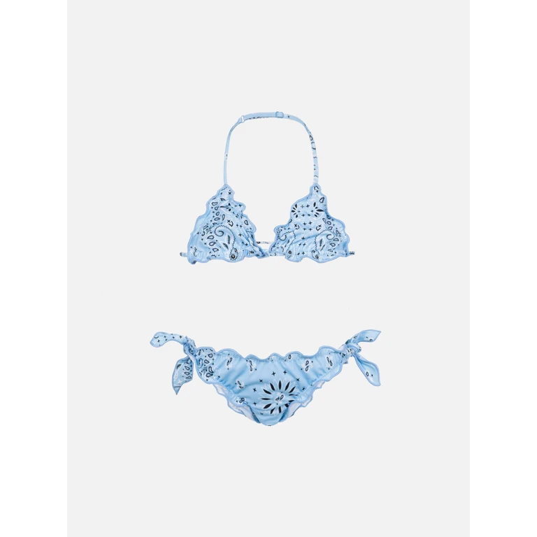 Mc2 Saint Barth Cris Classic Triangle Bikini With Bandanna Print Sky