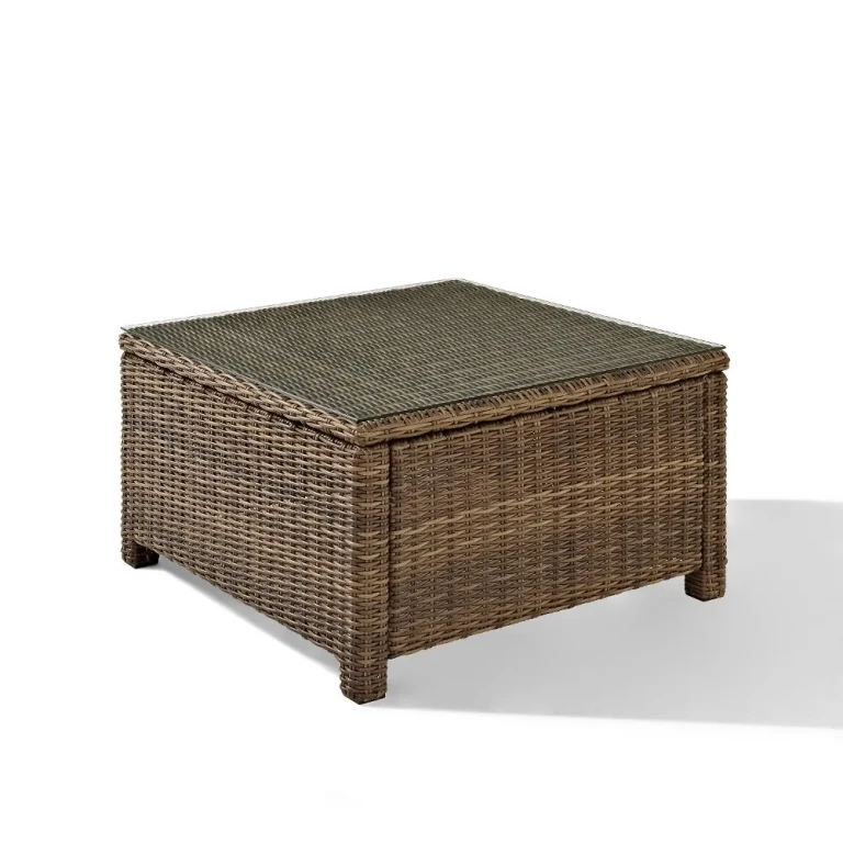 Bradenton Wicker and Glass Square Patio Coffee Table