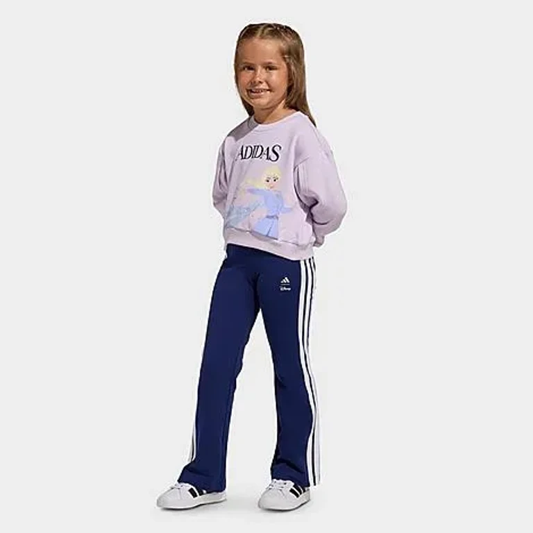 adidas Girls' Toddler and Little Kids x Disney Frozen Sweatshirt and Leggings Set in Ice Lavender/Dark Blue Size: Small