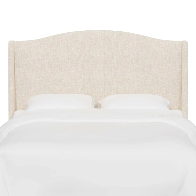Blake Linen Talc Queen Wingback Headboard - Skyline Furniture