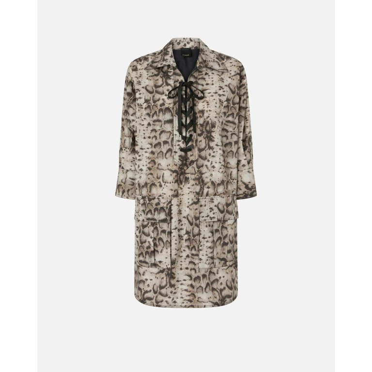 Pinko - Robe courte avec imprimé serpent et liens à nouer à l'encolure - 36